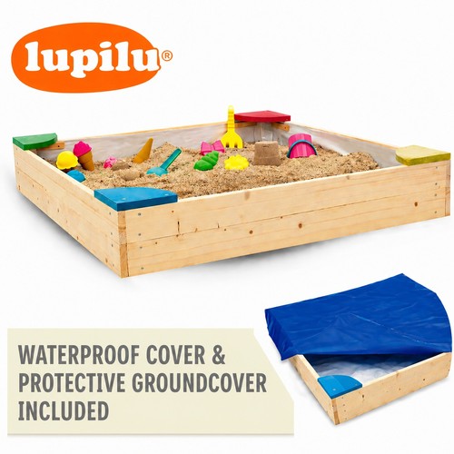 Wooden sandpit with seats - wooden,
