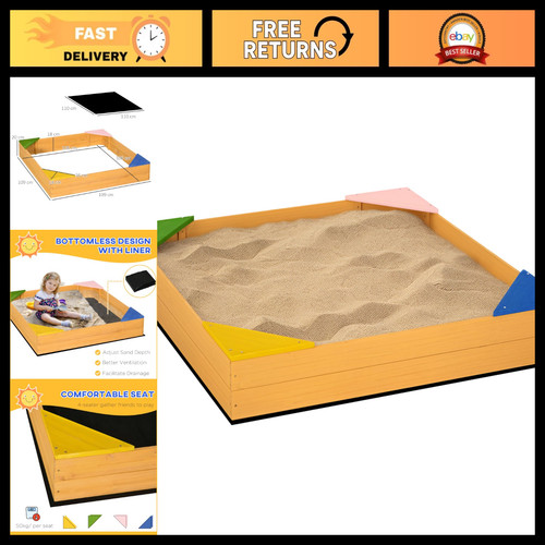 Kids wooden sandbox play - wooden, area