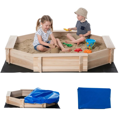 Outsunny kids wooden sand pit - wooden,