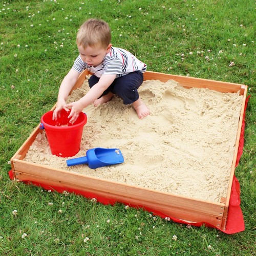 Wooden sand pit kids 90x90cm - wooden,