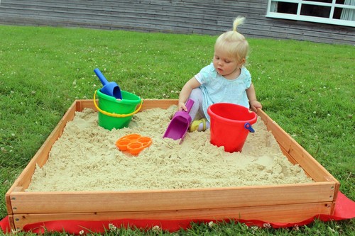 Kids wooden sand pit 90x90cm - sand,