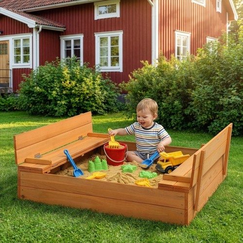 Wooden sandbox sand pit - sandbox,