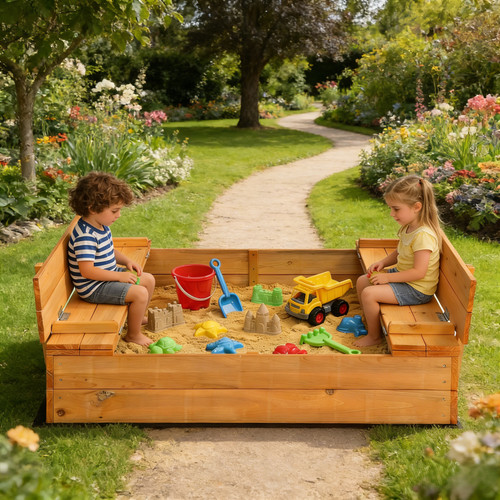 Wooden sandbox with lid - wooden,